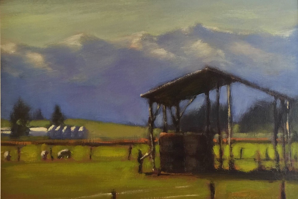 Philip Beadle|  Haybarn Near Farlie | oil on board | McATamney Gallery and Design Store  | Geraldine NZ